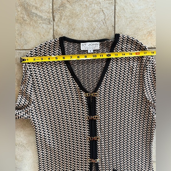 St. John Collection Vintage Jacket Skirt Suit Black Tan Zip & Claps Women’s Sz M - Picture 13 of 16